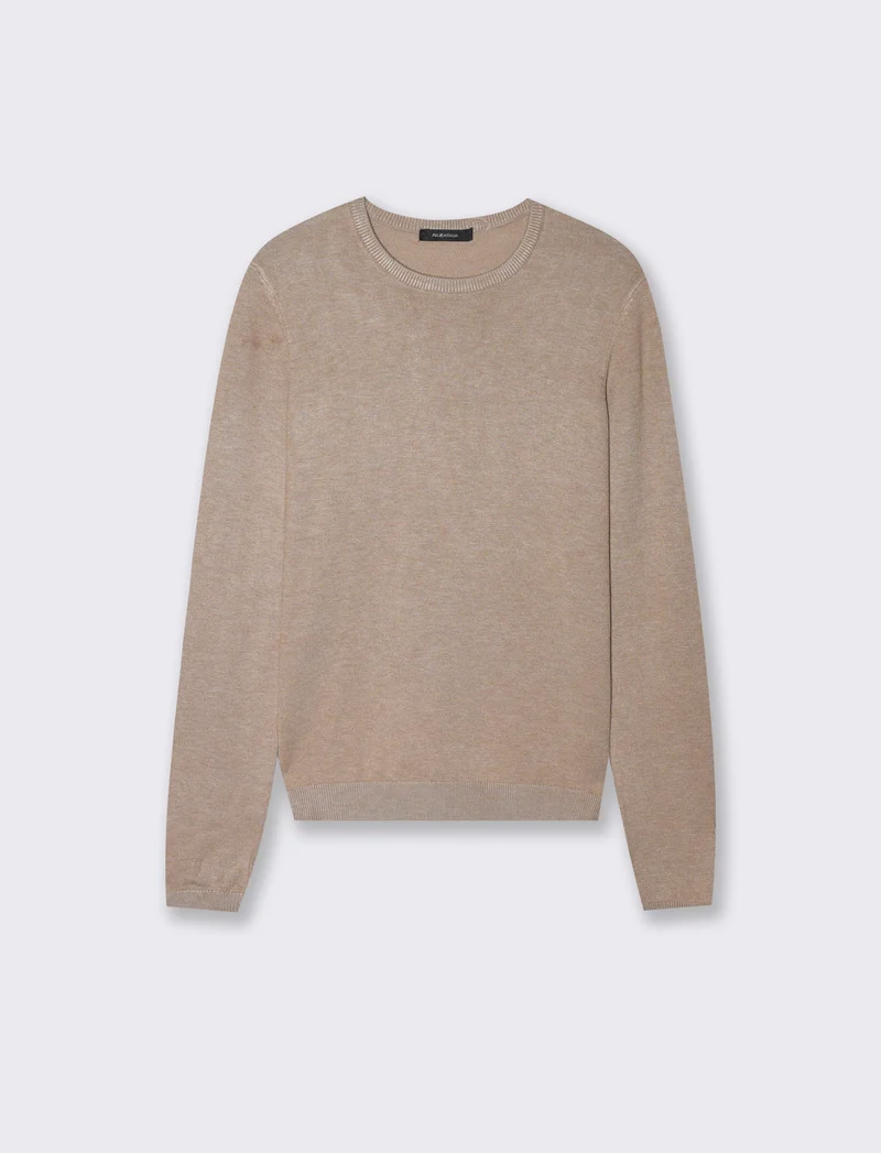 Maglia manica lunga scollo paricollo - Beige grano