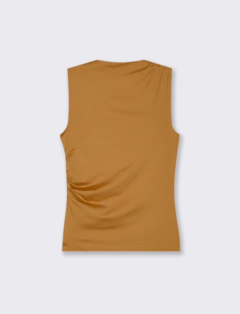 T-shirt giromanica con arriccio elegante - Senape