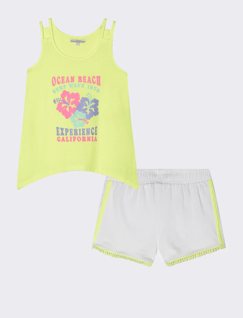 Set due pezzi bambina in colori fluo - Giallo