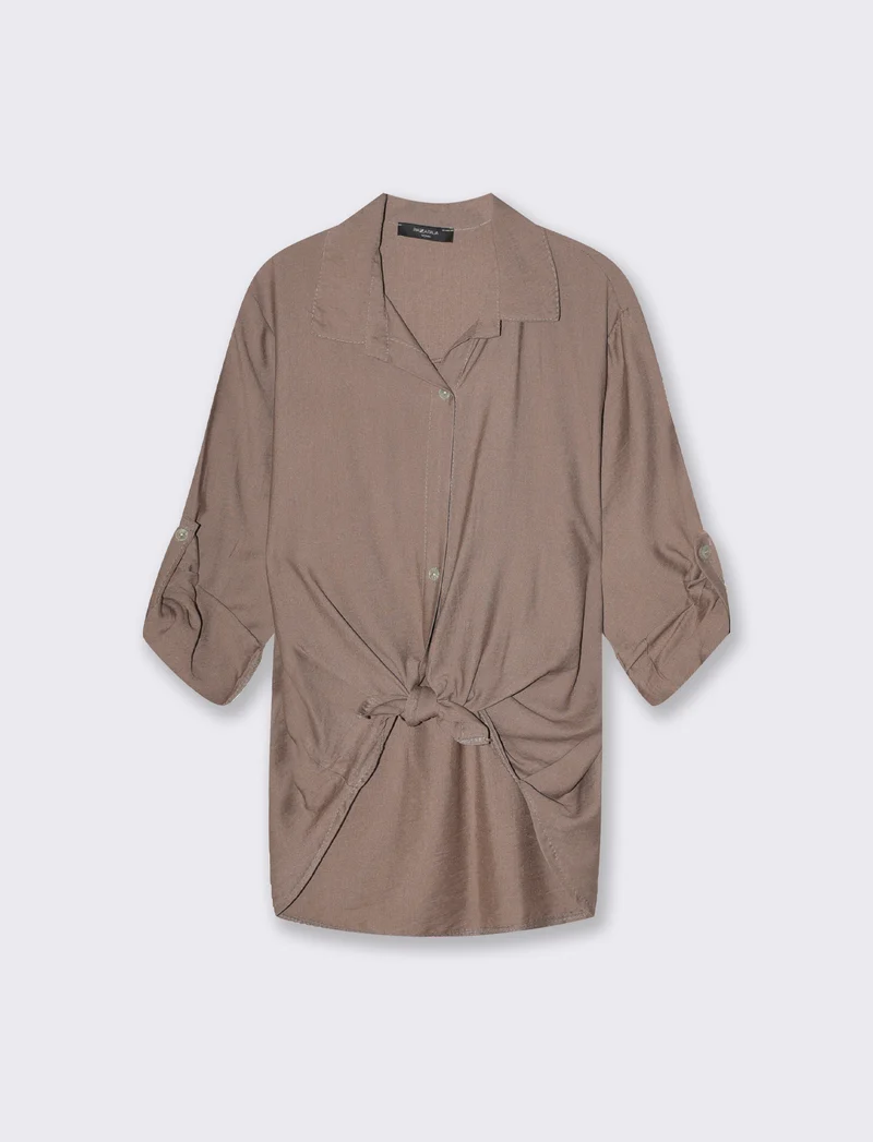 Camicia morbida a tre quarti - Grigio fango