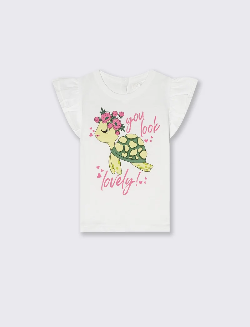 T-shirt girocollo con rouches eleganti - Bianco