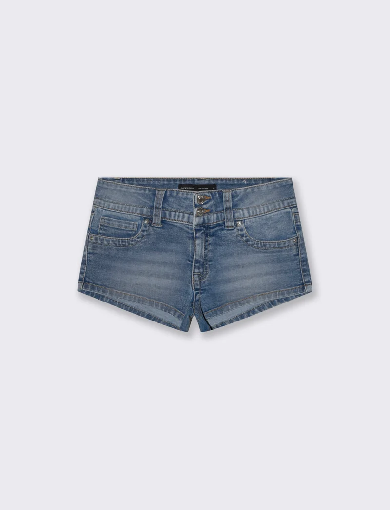 Micro Short Denim con Tasche Frontali e Posteriori - Denim