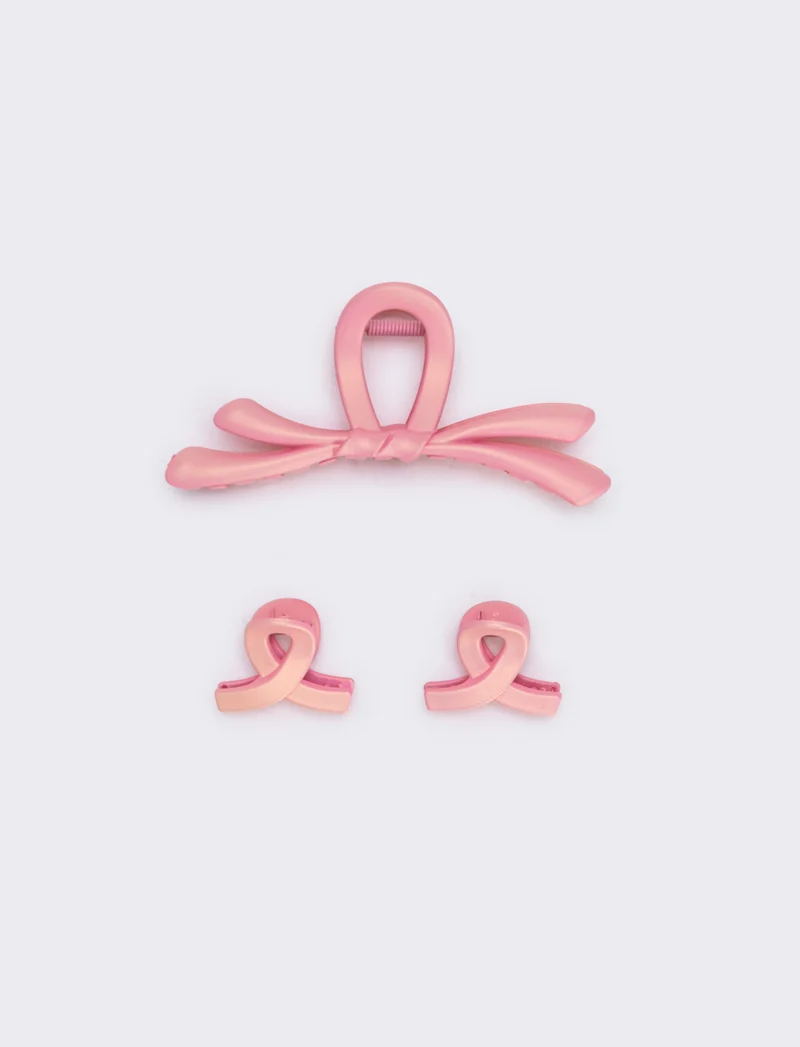 Set di 3 pinze opache fiocco - Rosa