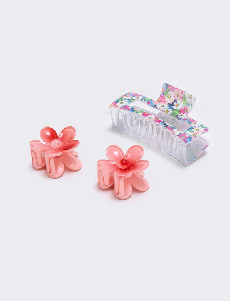 Set di 3 pinze con fiori - Rosso