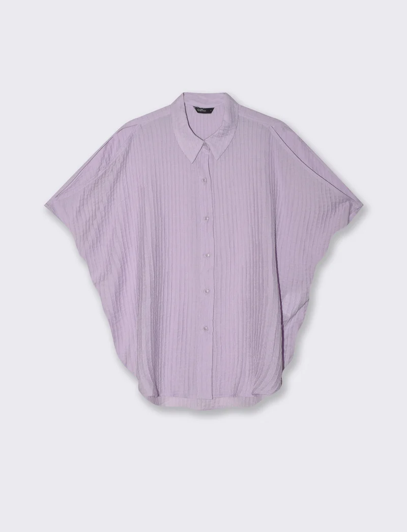 Camicia Kimono Smanicata con Pieghine - Viola lavanda