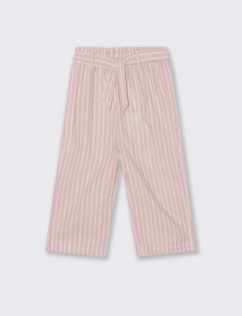 Pantaloni ampi a righe con cintura - Righe