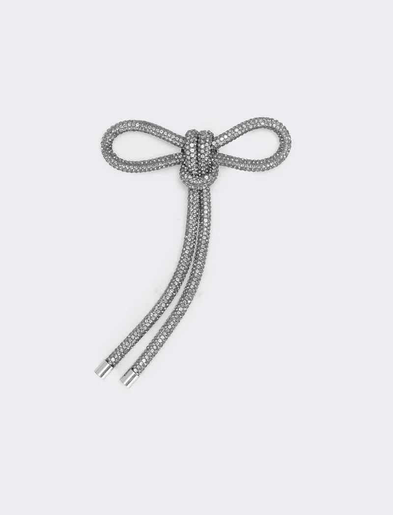 Spilla tubolare con strass eleganti - Argento