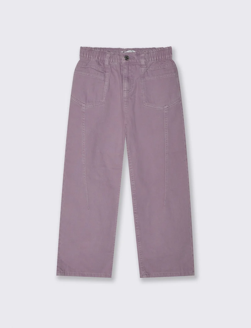 Pantaloni wide in cotone con tasche - Rosa