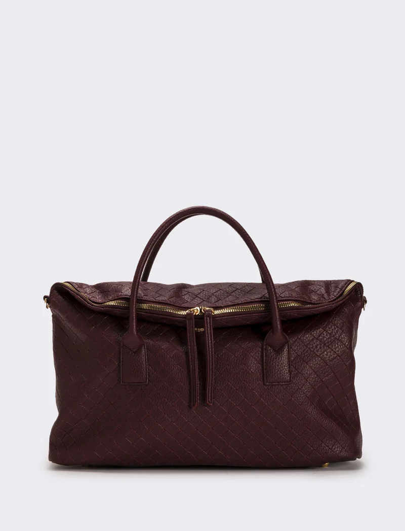 Borsa con patta mezzaluna doppio cursore donna - Bordeaux