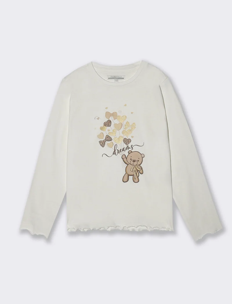 T-shirt orlo ondulato - Bianco sporco