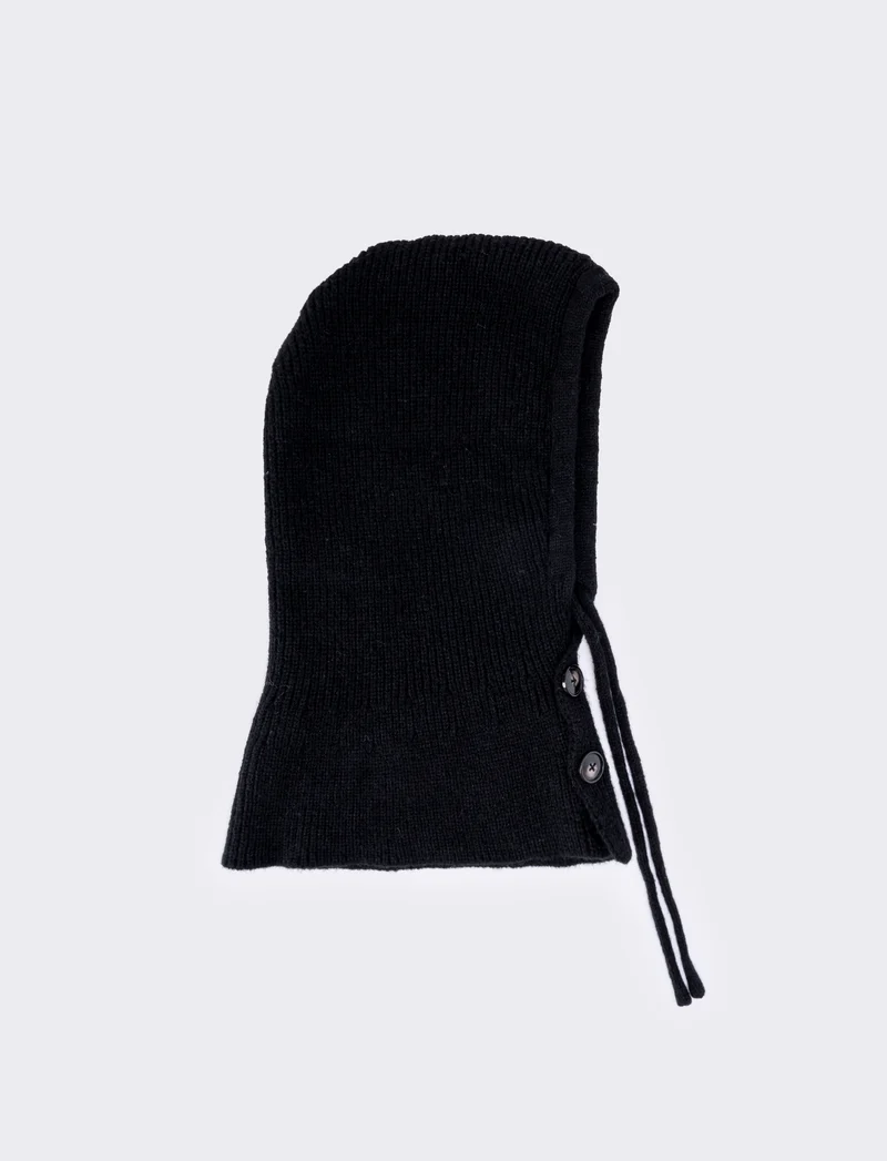 Balaclava in maglia con bottoni - Nero