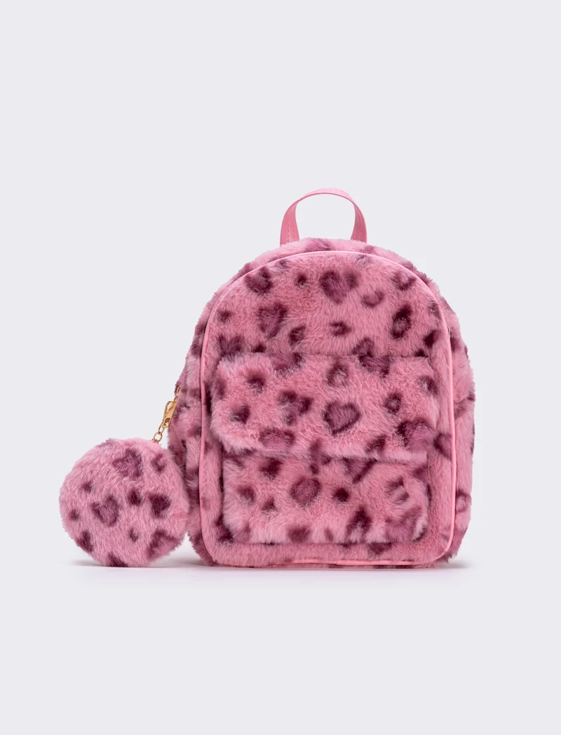 Zainetto leopardato in finta pelliccia - Rosa