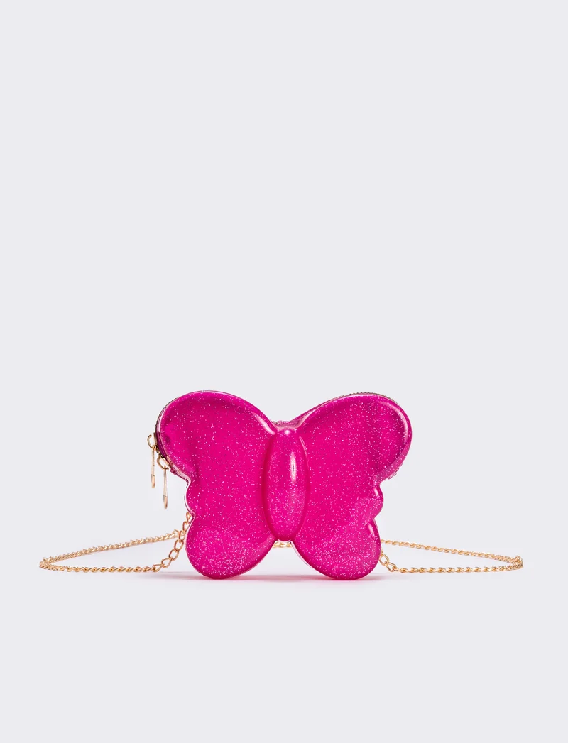 Borsetta farfallina glitter per bambina - Fuxia