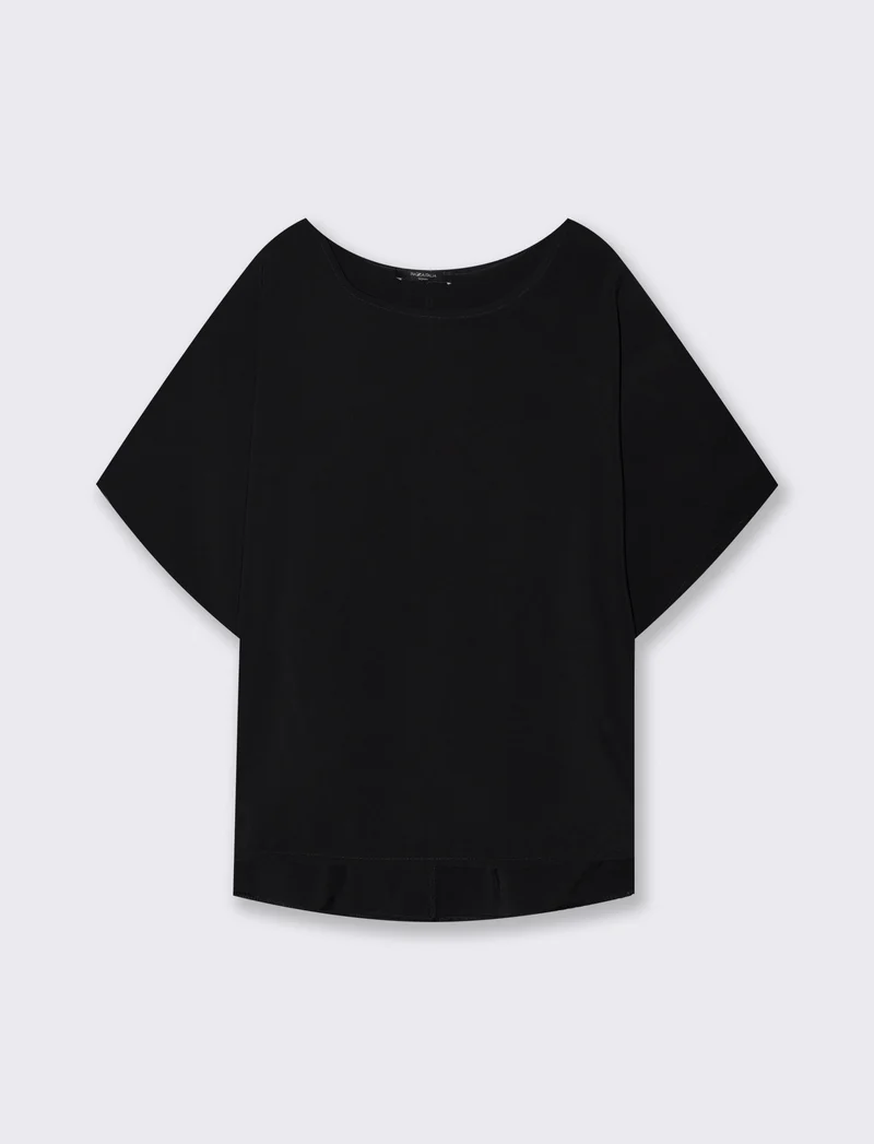 Casacca morbida con scollo rotondo - Nero