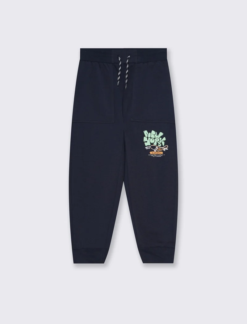 Jogger in cotone con tasche e coulisse - Blu