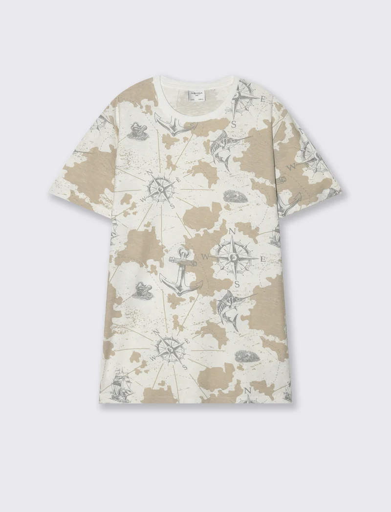 T-shirt in cotone con stampa all over da uomo - Bianco