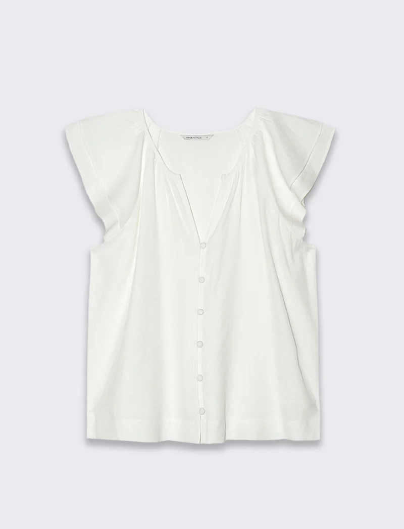 Camicia con volant da donna - Bianco latte
