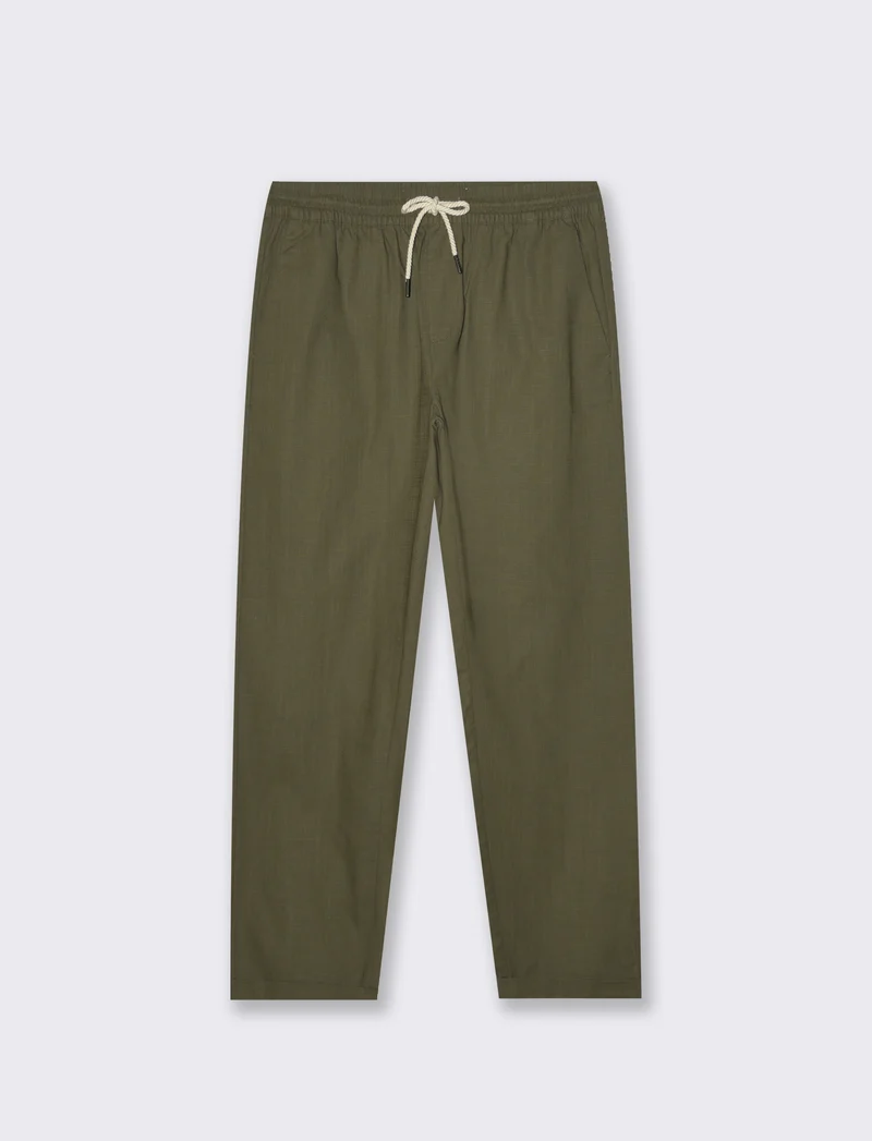 Pantaloni chino jogger cotone slub da uomo - Verde kaki