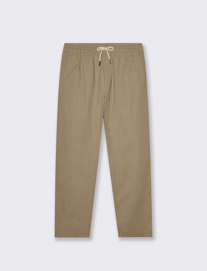 Pantaloni chino jogger cotone slub da uomo - Grigio tortora