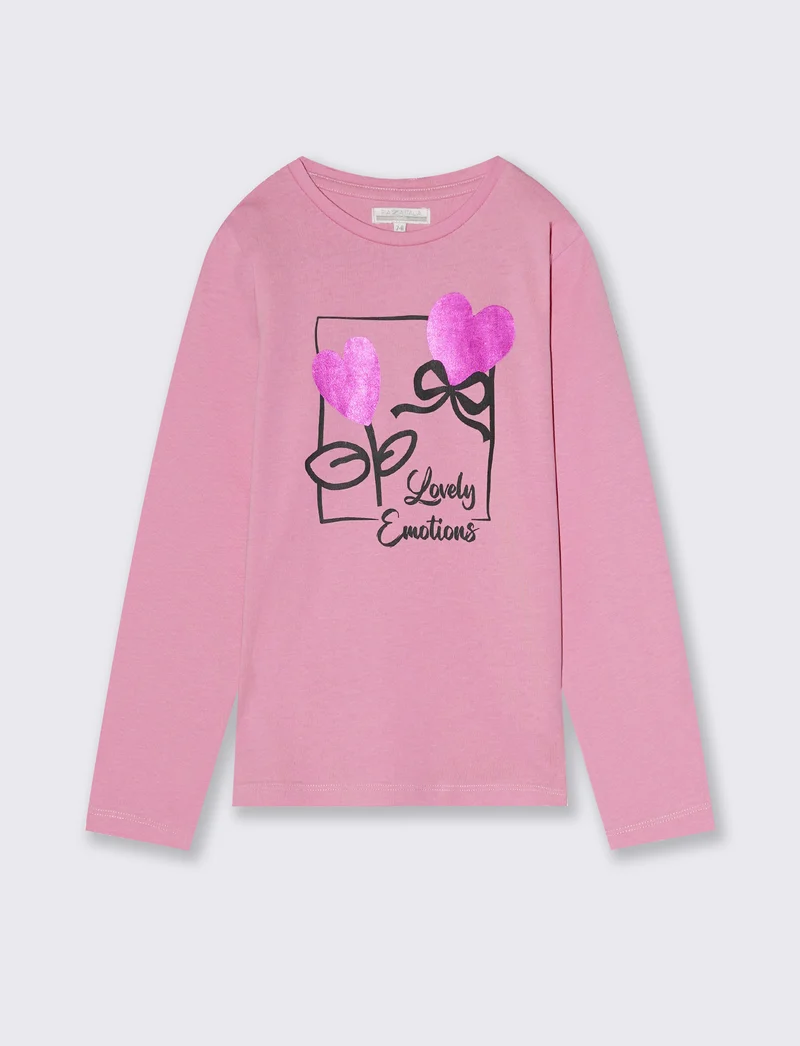 Maglietta manica lunga colorata per bambina - Rosa candy
