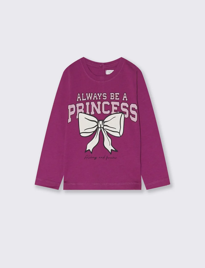 T-shirt manica lunga con stampa colorata - Fuxia azalea