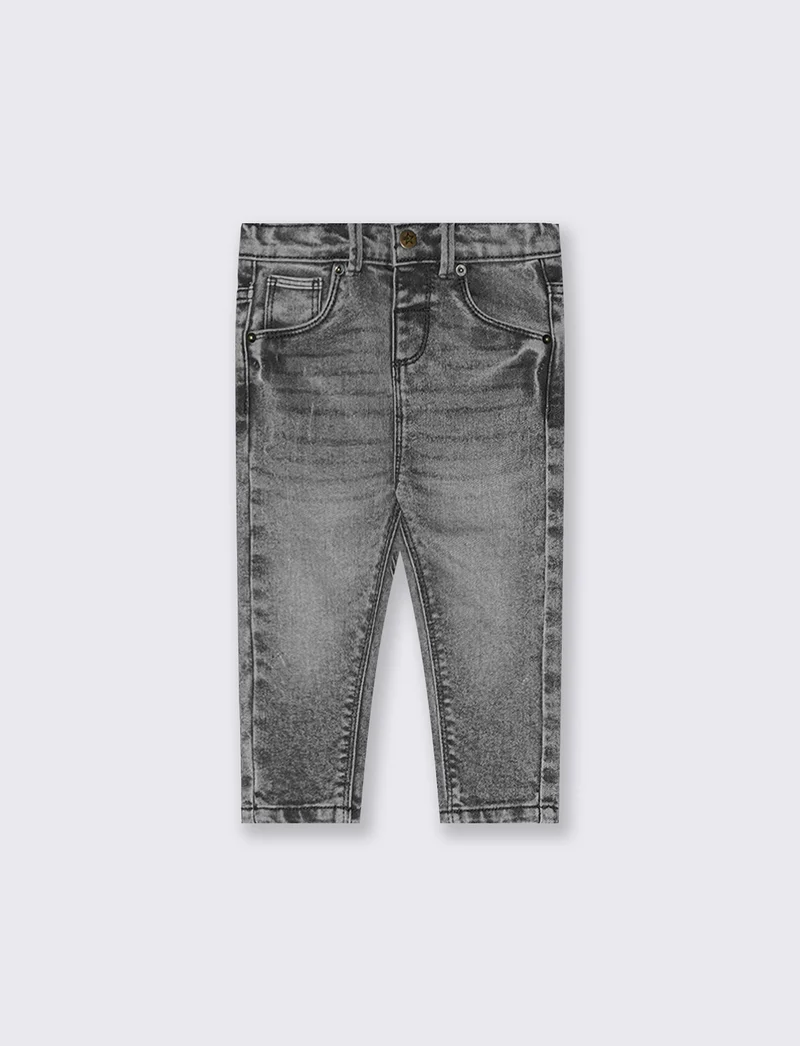 Jeans straight in denim elastico rotti - Nero