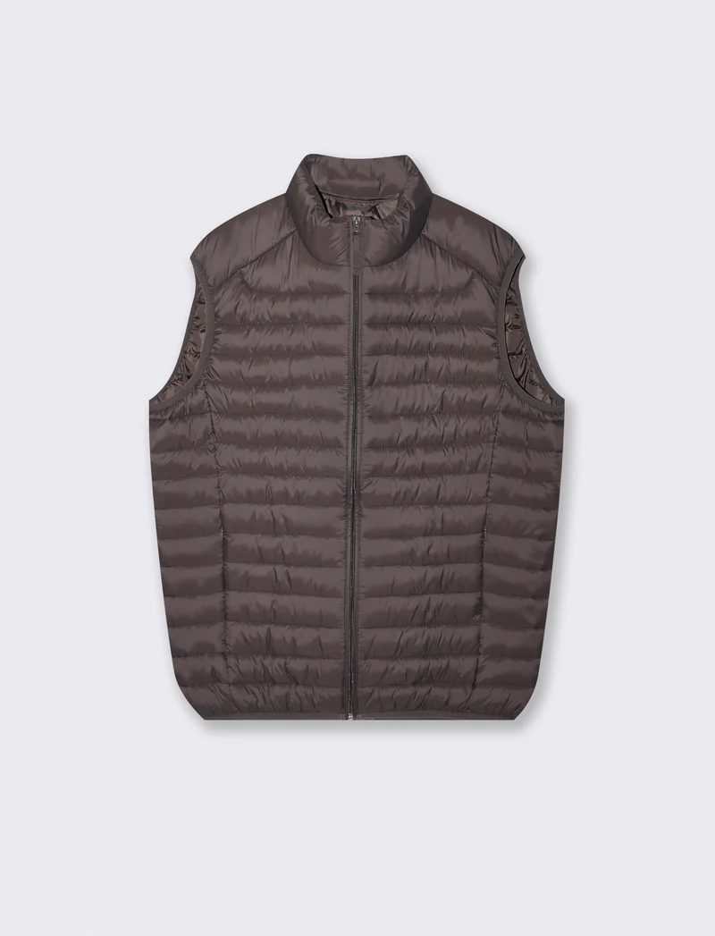 Giubbotto gilet piumino imbottito con cerniera - Moro
