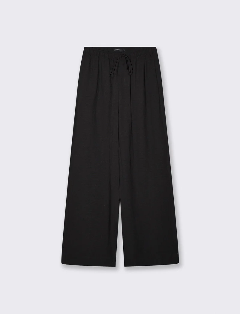 Pantalone Dritto Morbido con Coulisse - Nero