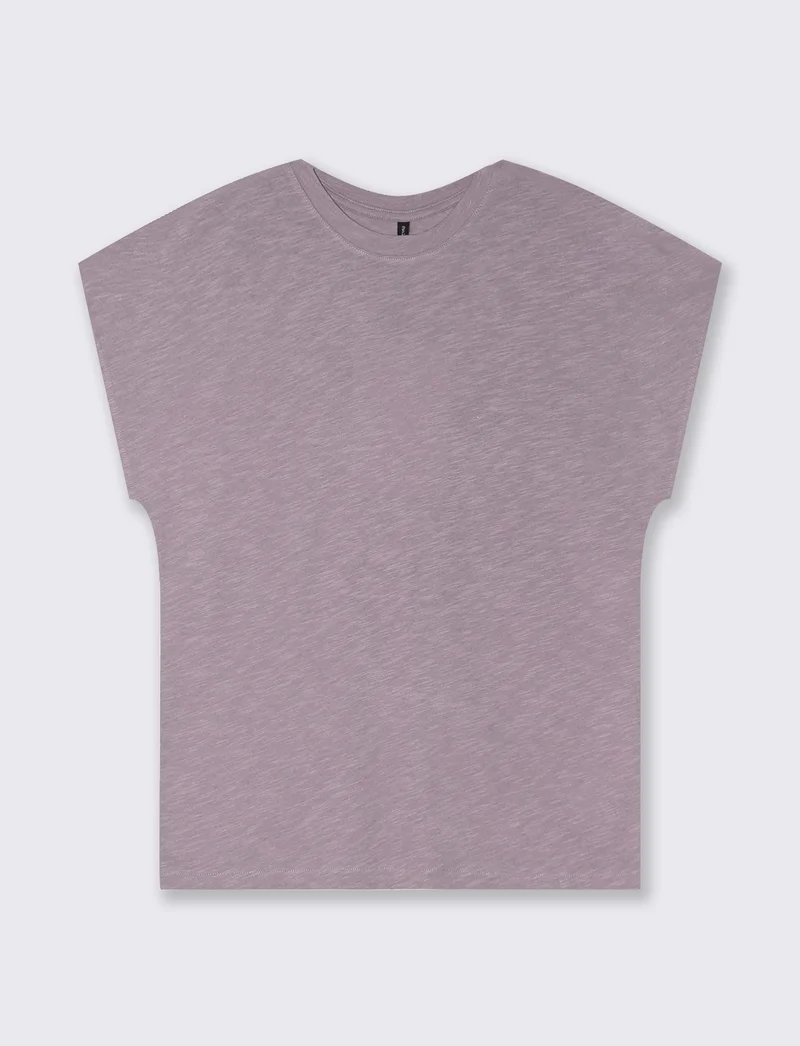 T-Shirt Manica T e Collo Tondo - Viola glicine