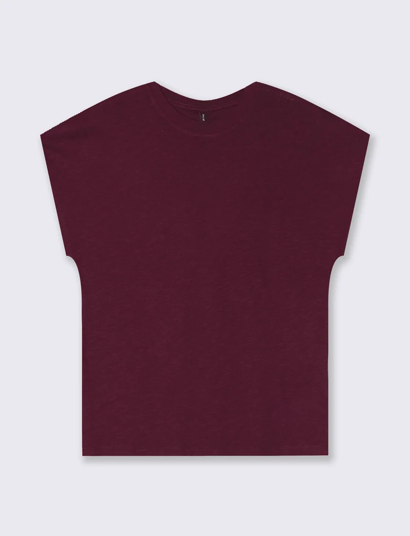 T-Shirt Manica T e Collo Tondo - Viola prugna