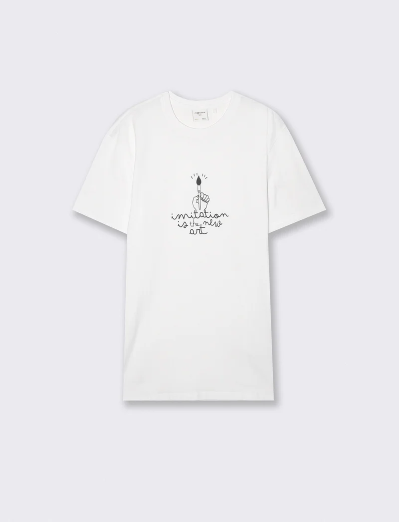 T-shirt girocollo in cotone regular fit - Bianco