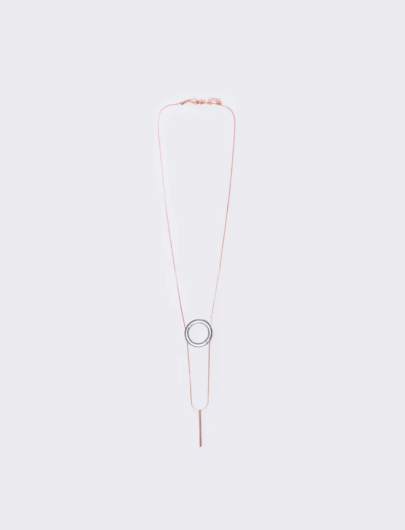 Collana lunga con cerchio e pendente - Multicolore