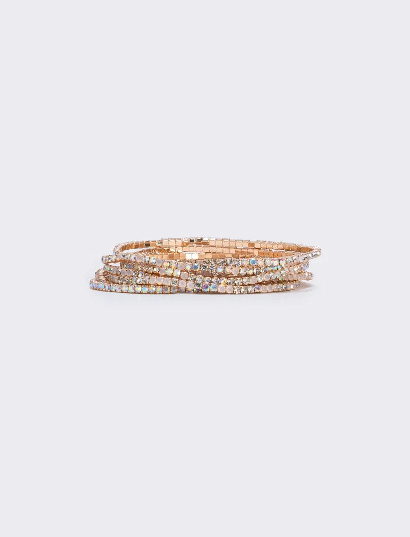 Bracciale multi fili con strass elegante - Trasparente
