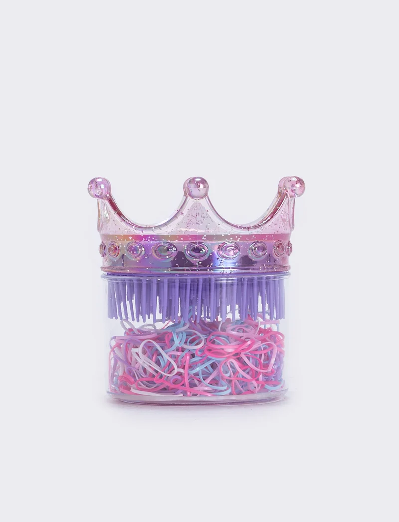 Spazzola corona con elastici per bambina - Lilla