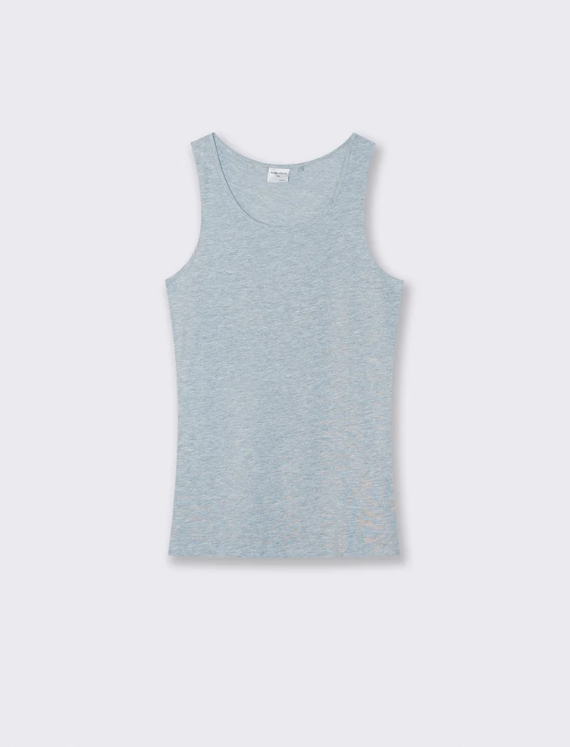 Canotta slim fit in cotone elasticizzato - Grigio mel.