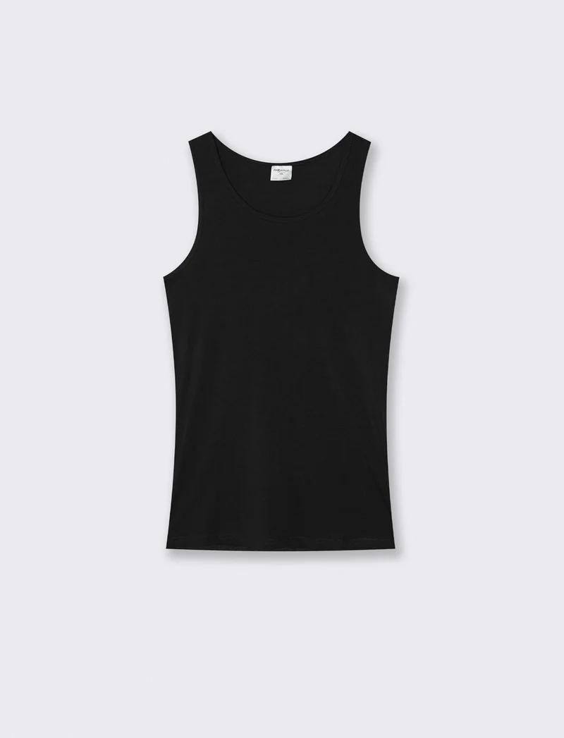 Canotta slim fit in cotone elasticizzato - Nero