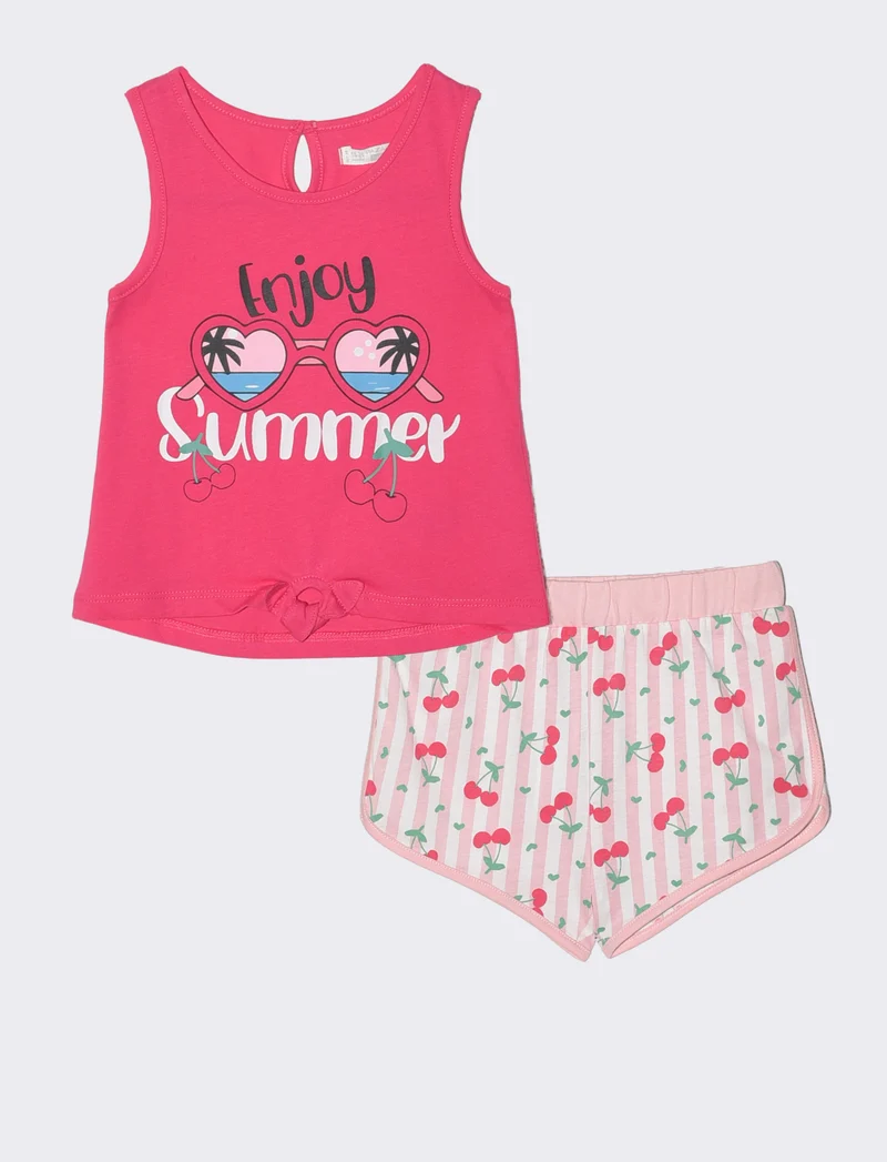 Completo canotta e shorts estivi trendy - Fuxia