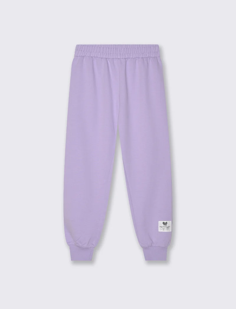 Jogger in felpa di cotone con elastico - Lilla