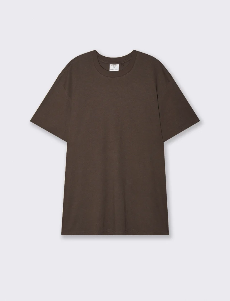 T-shirt girocollo jacquard regular fit - Moro