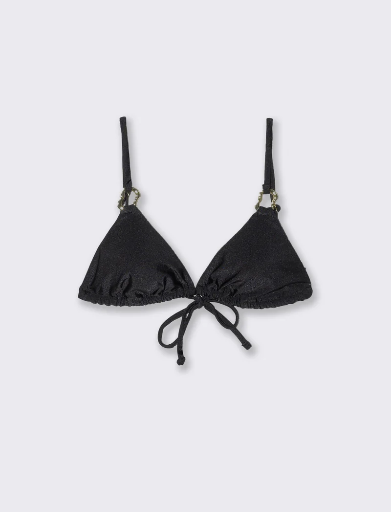 Reggiseno triangolo mare con anelli - Nero
