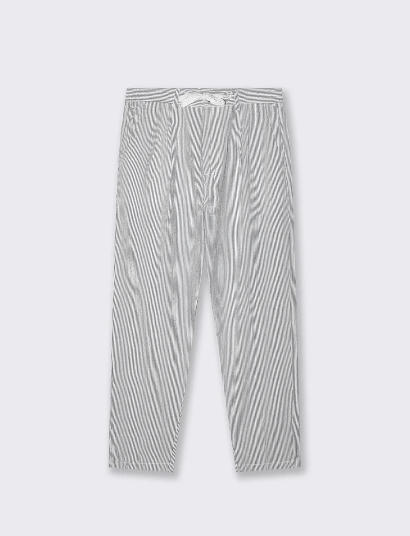 Pantaloni Chino Jogger a Righe Seer Sucker - Blu