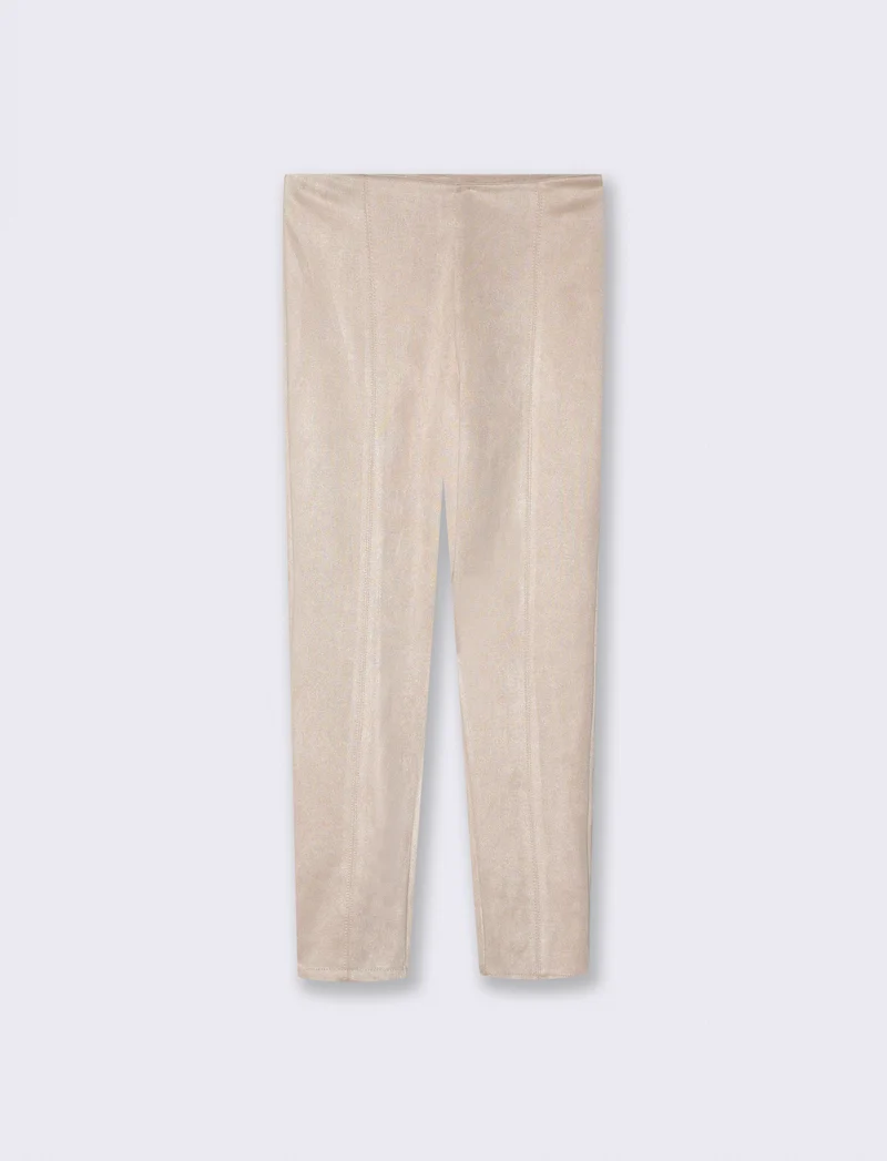 Pantalone elastico in suede - Vaniglia