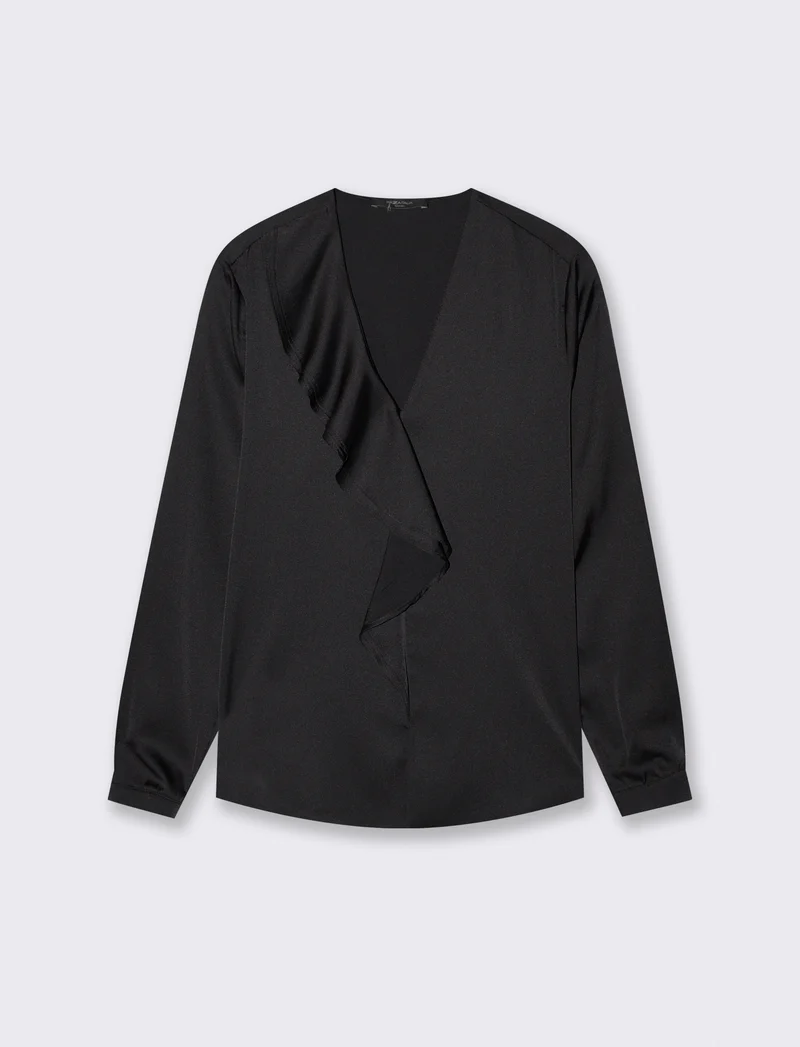 Casacca con rouches sullo scollo - Nero