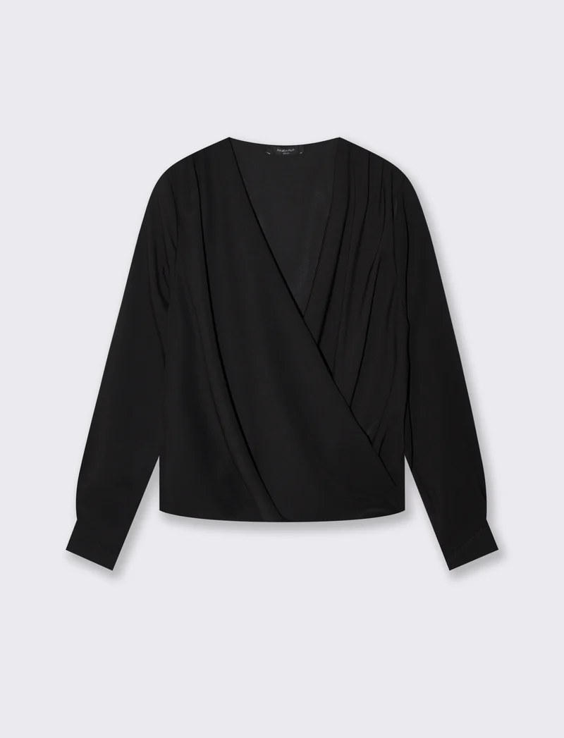 Casacca incrociata in tessuto leggero - Nero