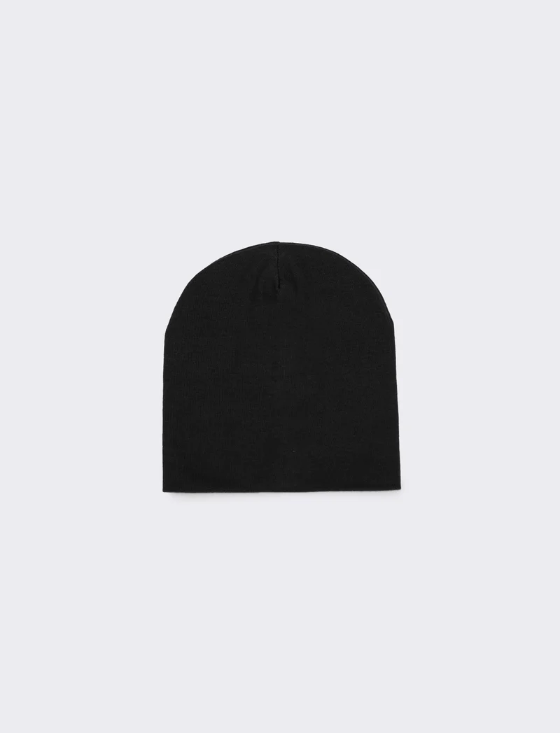 Cappello cuffia con costine eleganti - Nero