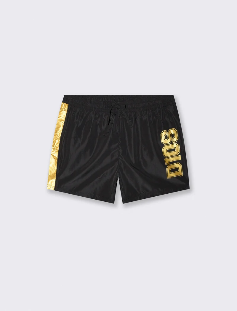 Costume mare D10S con stampa e laccio - Nero