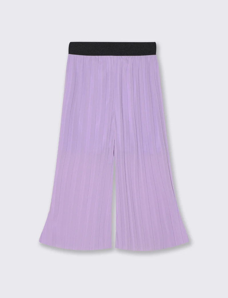 Pantaloni leggeri plissè con elastico - Lilla