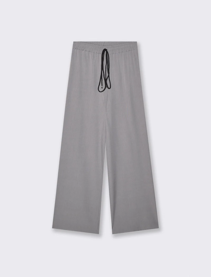 Pantalone Dritto con Elastico e Coulisse - Grigio