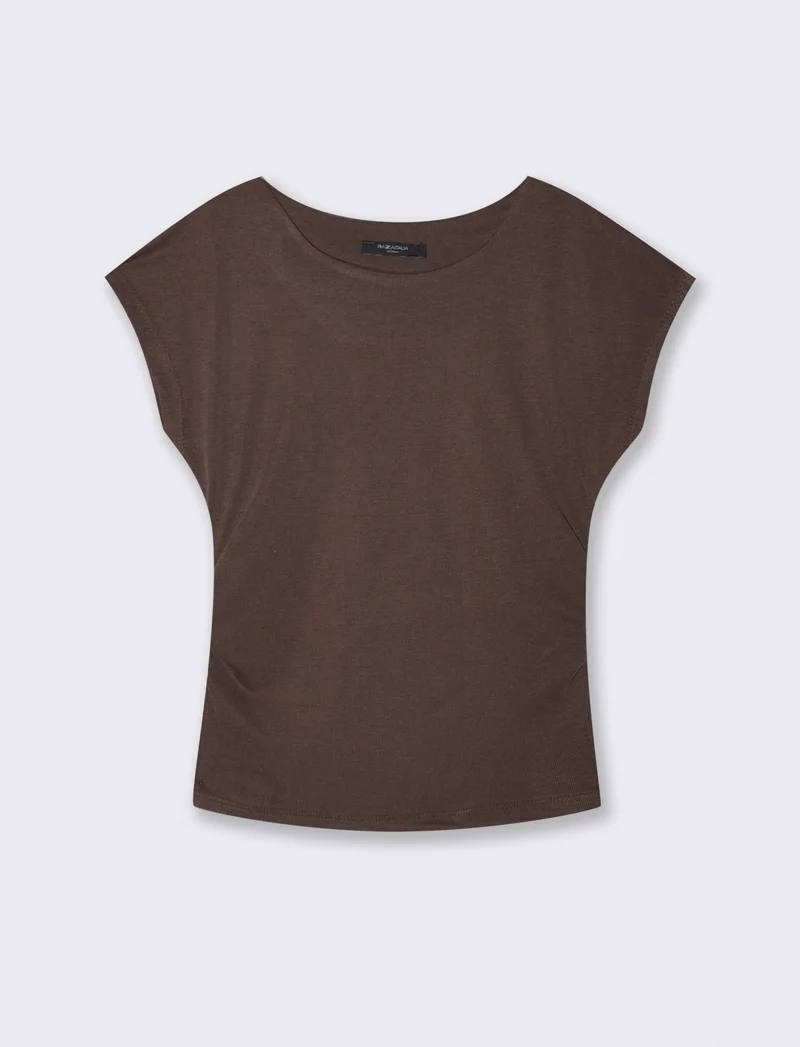 Tshirt con arricci laterali - Moro