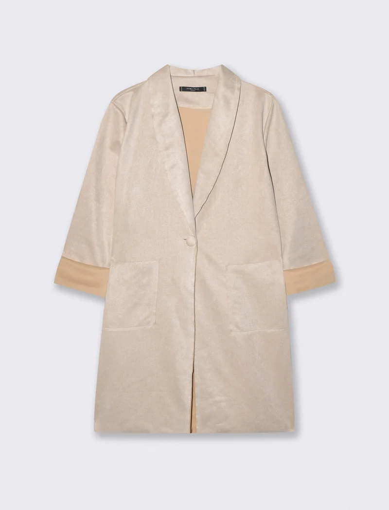 Cappotto monopetto in suede - Vaniglia